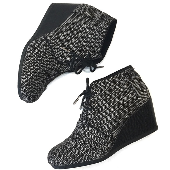 Toms Shoes - TOMS Desert Bootie Herringbone Wedge Ankle Boots